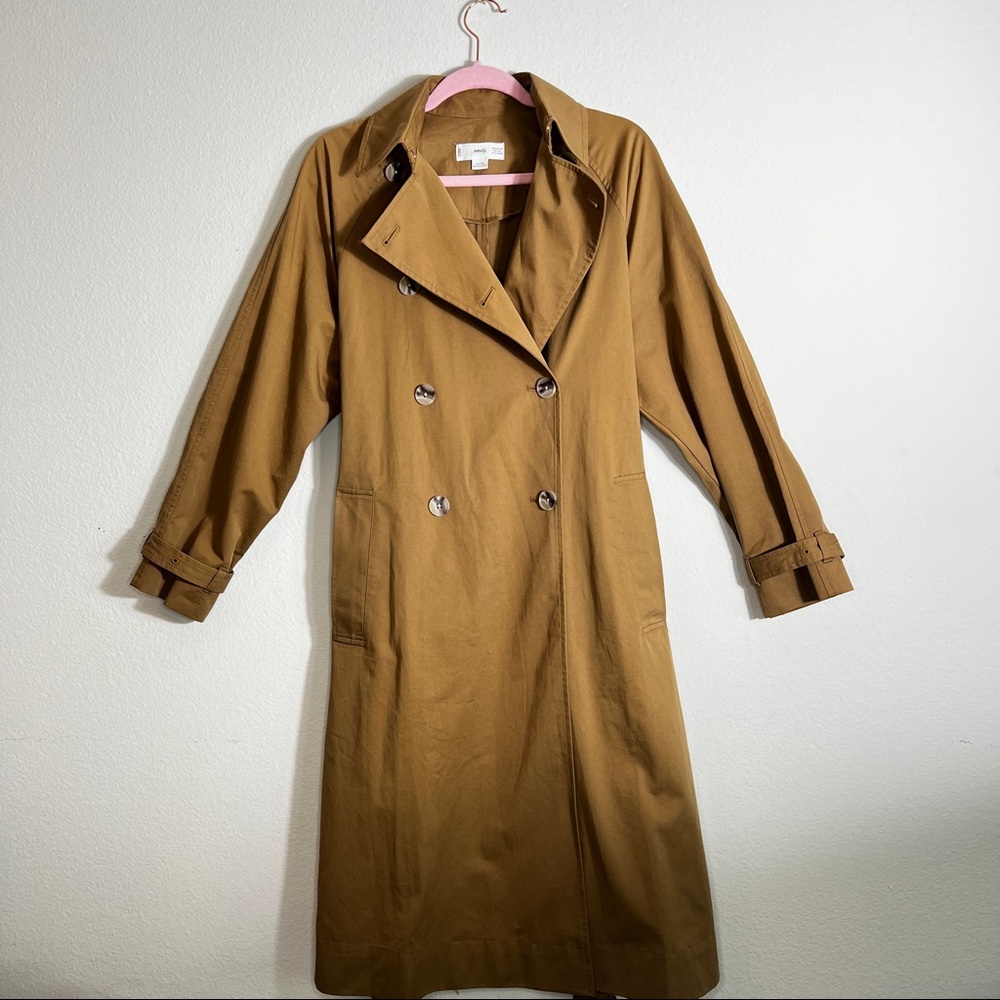 MANGO CLASSIC TRENCH COAT. *XS* Water Repellent. Warm Brown.